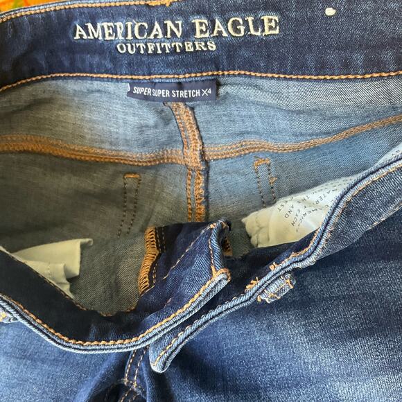 American Eagle Outfitters Women’s Waxed Denim Skinny Jeans size 2 Short, Blue - Picture 7 of 10